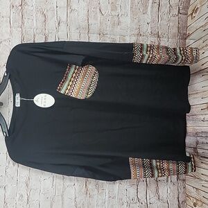 Pogtmm muti color print long sleeve shirt medium women's new with tags nwt